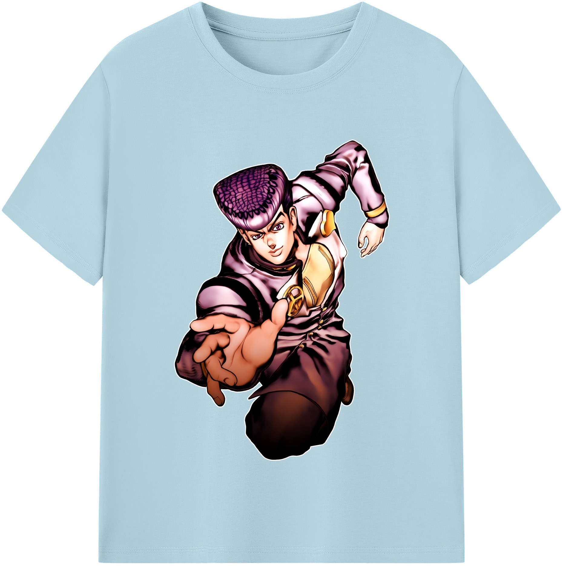 （画像用） ジョジョの奇妙な冒険 ひがしかた じょうすけ JoJo's Bizarre Adventure Higashikata Josuke 綿100％半袖Tシャツ（フロントプリント）